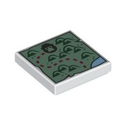 Kachel / Fliese 2x2 "Dschungelkarte IV", weiss