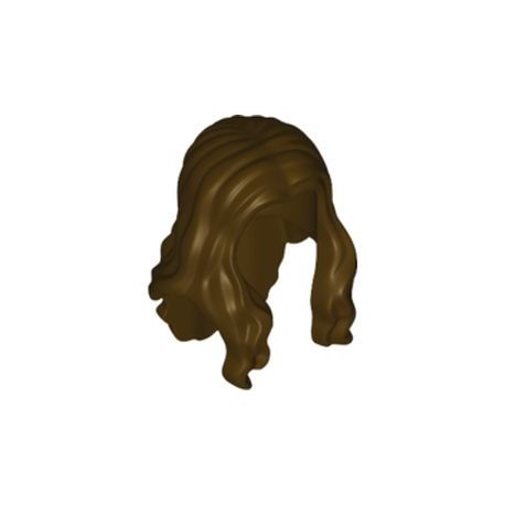 Haare lang, lockig, dunkelbraun