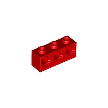 Lochstein 1x3 mit 3 Pinlöchern, rot