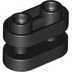 Stein 1x2 mit Stangen, abgerundete Ecken, schwarz