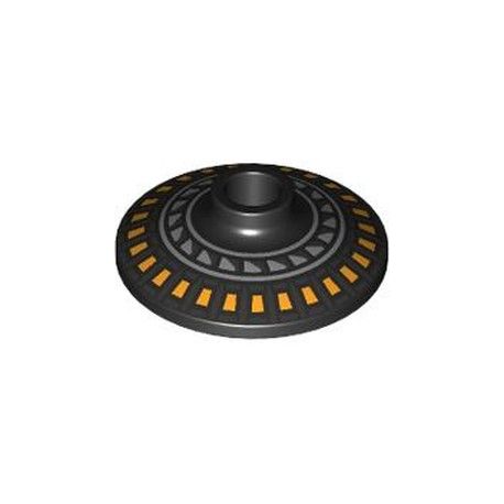 Platte 2x2 rund, zentrale Noppe "Turbine", schwarz
