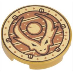 Kachel / Fliese 2x2 rund "Drachenkopf II", gold matt