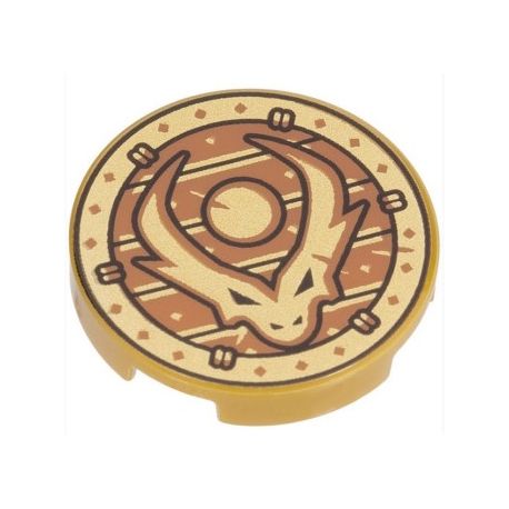 Kachel / Fliese 2x2 rund "Drachenkopf II", gold matt