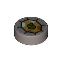 Kachel / Fliese 1x1 rund "Slytherin's Medaillon", silber matt
