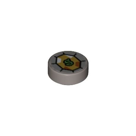 Kachel / Fliese 1x1 rund "Slytherin's Medaillon", silber matt