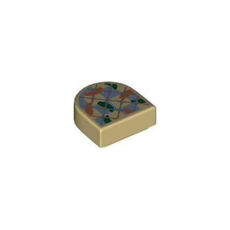 Kachel / Fliese 1x1 halbrund "Hagrid's Ofenhandschuh", beige
