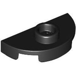 Platte 1x2 Halbkreis mit zentraler Noppe, schwarz