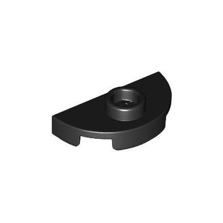 Platte 1x2 Halbkreis mit zentraler Noppe, schwarz