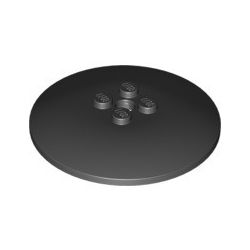 Platte 6x6 rund mit 4 zentralen Noppen, schwarz
