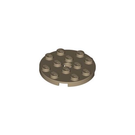Platte 4x4 rund, dunkelbeige