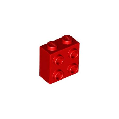 Stein 1x2x2 mit 4 seitlichen Noppen, rot