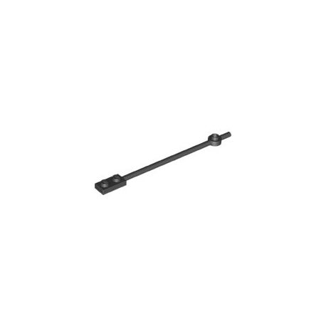 Stange 12L mit Endplatte 1x2 und Platte 1x1 rund, schwarz
