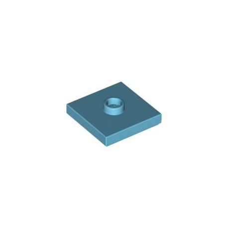 Platte 2x2 mit zentraler Noppe, azurblau