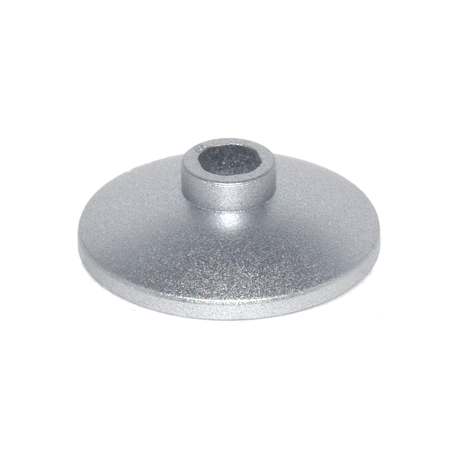 Platte 2x2 rund, zentrale Noppe, silber metallic