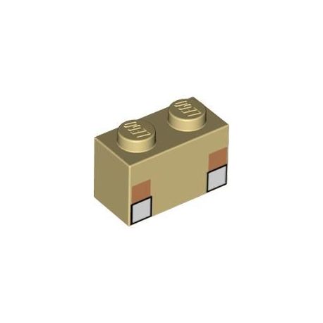 Stein 1x2 "Minecraft Augen", beige